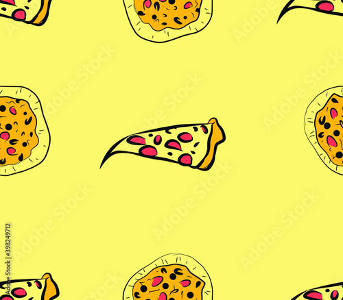 seamless pattern with pizza slice