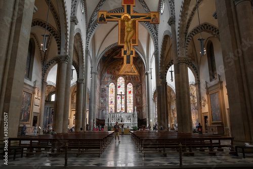 Fototapeta Naklejka Na Ścianę i Meble -  Panoramic view of interior of Basilica of Santa Maria Novella
