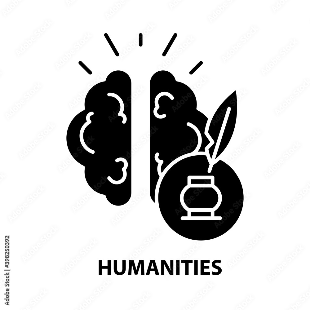 humanities icon, black vector sign with editable strokes, concept illustration humanities icon, black vector sign with editable strokes, concept illustration