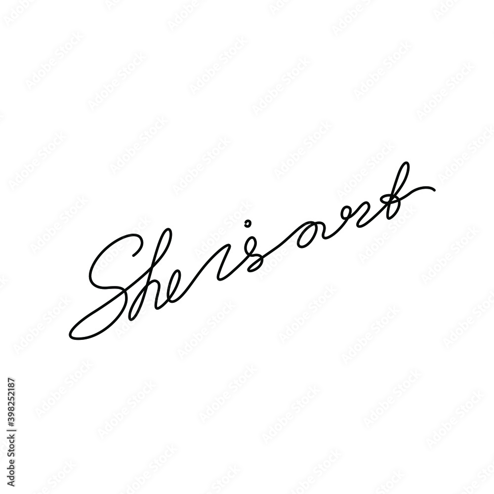 She is art hand lettering, continuous line drawing, small tattoo, print