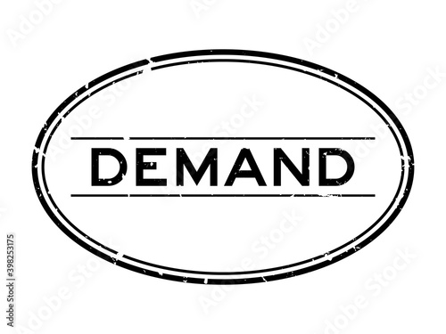 Grunge black demand word oval rubber seal stamp on white background