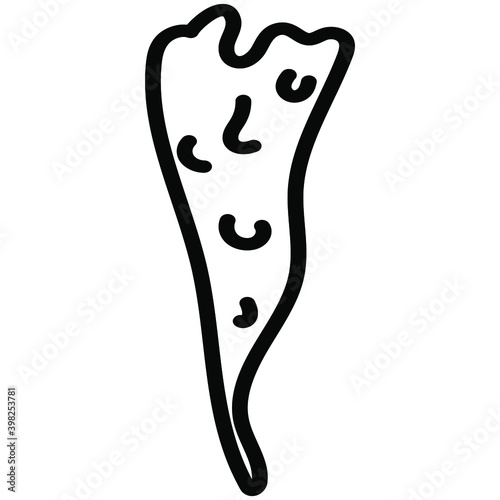 Icicle line icon isolated on white background. Stock illustration in doodle style for decoration and design. Winter attribute of Christmas and New Year.