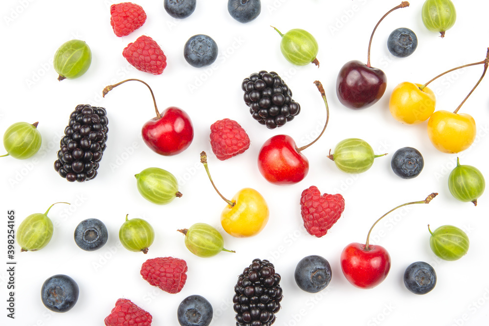 Assorted fresh different berries on a white background. useful vitamin healthy food fruit. healthy vegetable breakfast Assorted fresh different berries on a white background. useful vitamin healthy food fruit. healthy vegetable breakfast