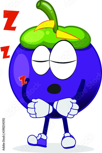 cute funny mango Steen character sleeping with comfort.