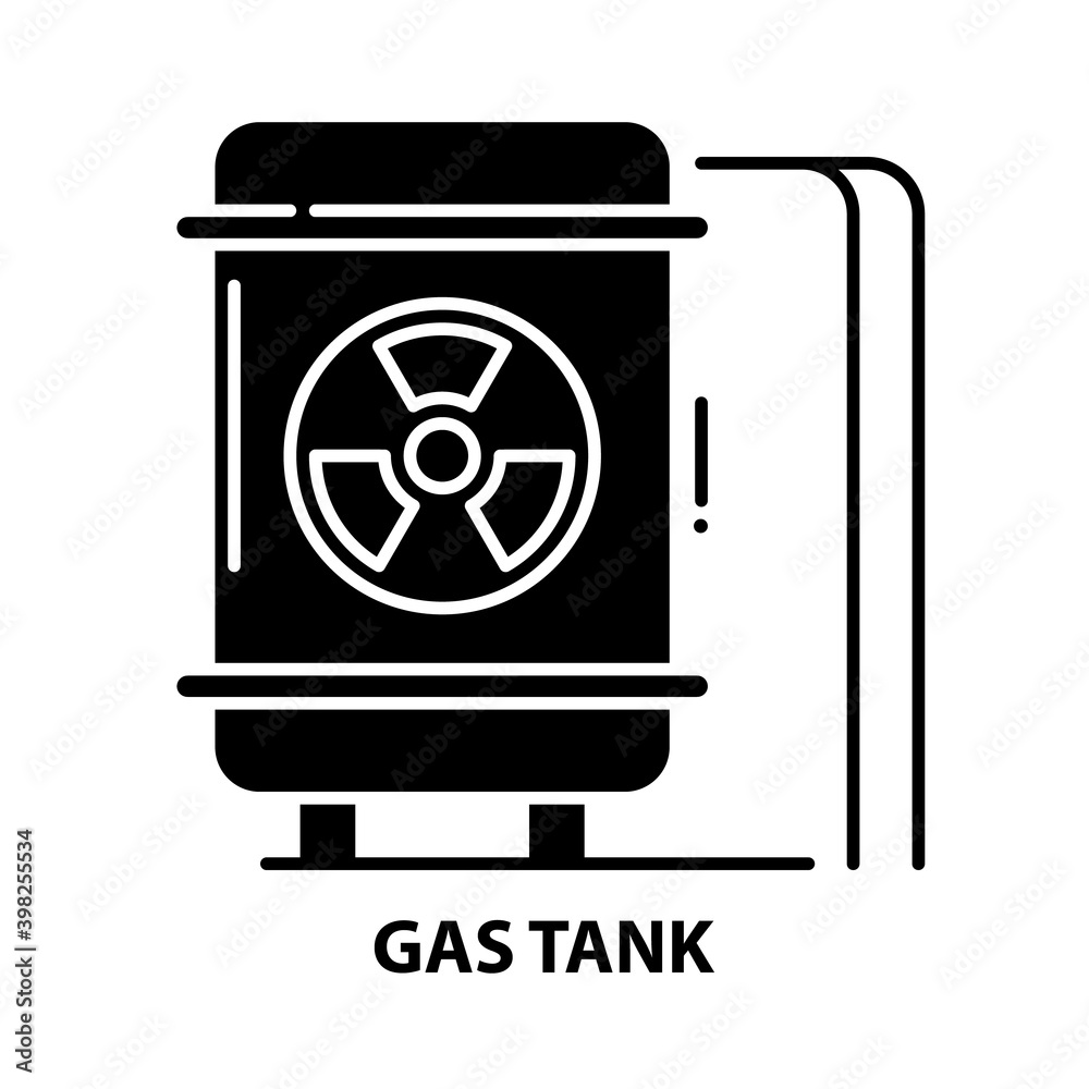 gas tank icon, black vector sign with editable strokes, concept illustration gas tank icon, black vector sign with editable strokes, concept illustration