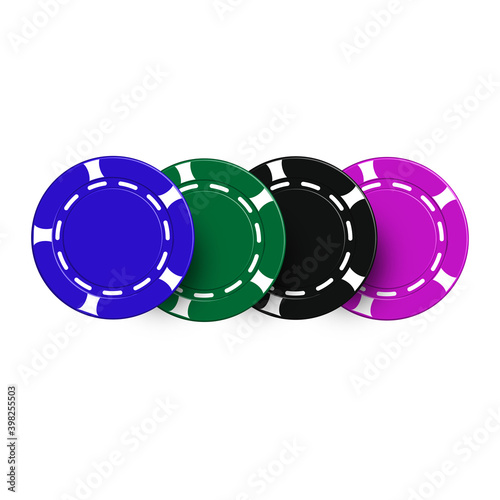 Set of 3D casino chips, vector illustration.