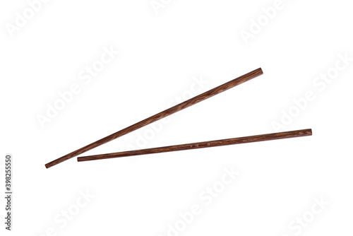 Close-Up Of Wooden Chopsticks Over isolated on White Background with clipping paths.