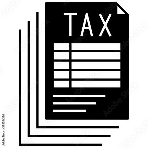 Financial Expenses Document Vector Glyph Icon Design, Compulsory Financial charges and Taxation Symbol on White Background, Levy Sign, Tax invoice bill Concept