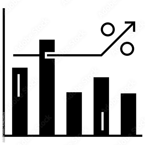Bar Graph with Tax Ratio Stock, Taxable income slabs and rate Concept Vector glyph Icon Design, Compulsory Financial charges and Taxation Symbol on White Background, Levy Sign