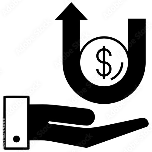 Payroll tax Concept, Employee Wage Glyph Vector Icon Design, Compulsory Financial charges and Taxation Symbol on White Background, Levy Sign, Tax Refund