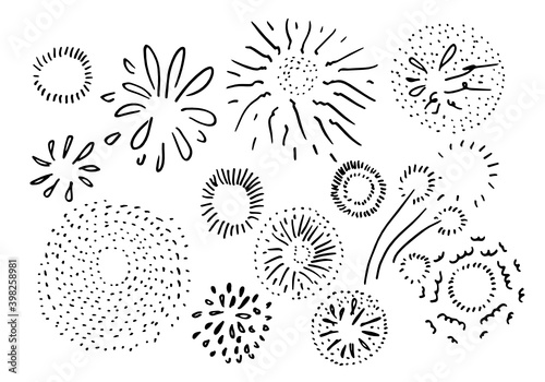 set of doodle starburst isolated on white background hand drawn from sunburst. design elements. vector illustration.