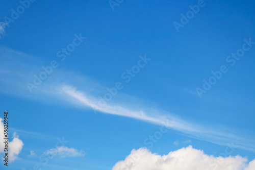 Clear and clean of blue sky and white clouds for nature background in the summer