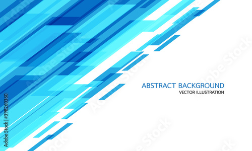 Abstract blue geometric speed technology on white with blank space and text design modern futuristic background vector illustration.