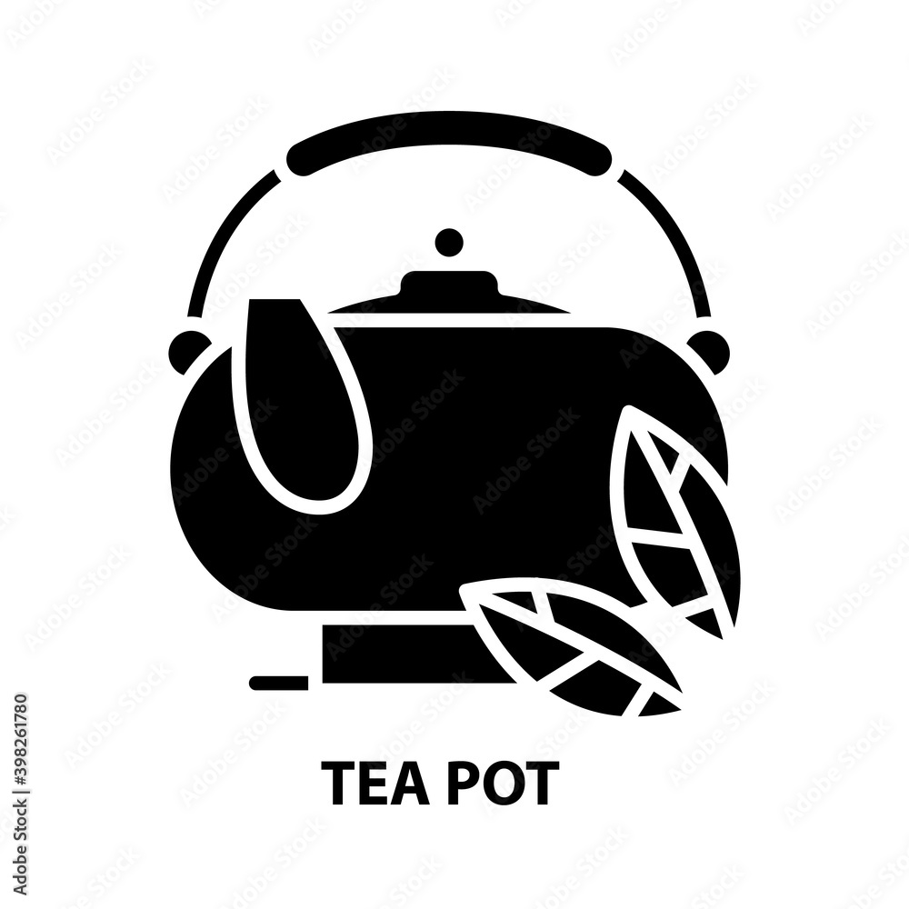 tea pot icon, black vector sign with editable strokes, concept illustration tea pot icon, black vector sign with editable strokes, concept illustration