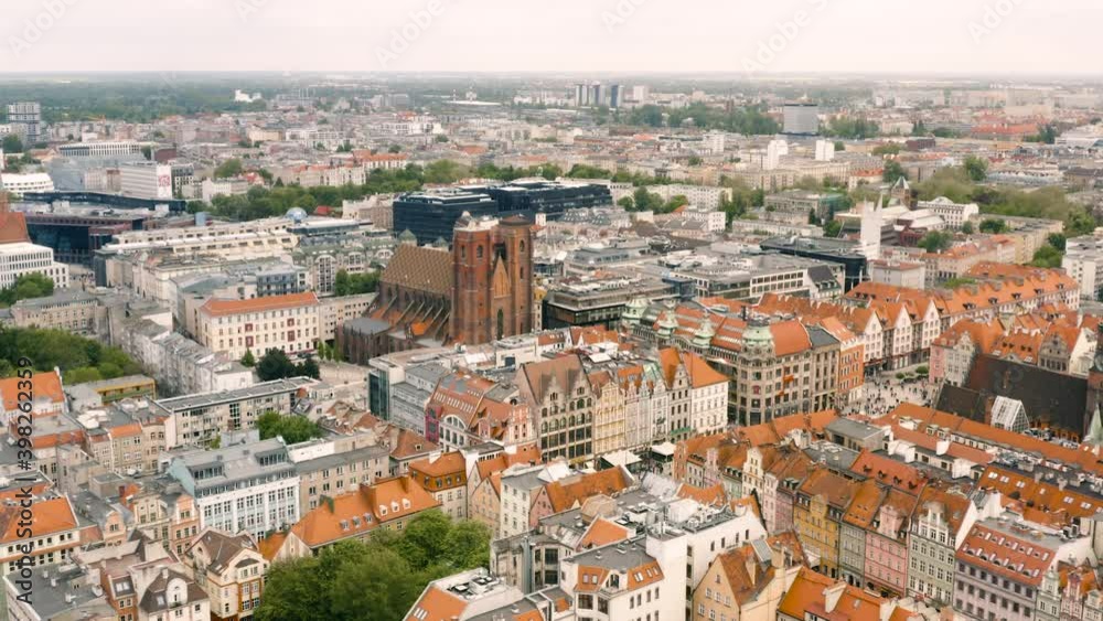Aerial view of Wroclaw downtown. It is the old city in western Poland Aerial view of Wroclaw downtown. It is the old city in western Poland