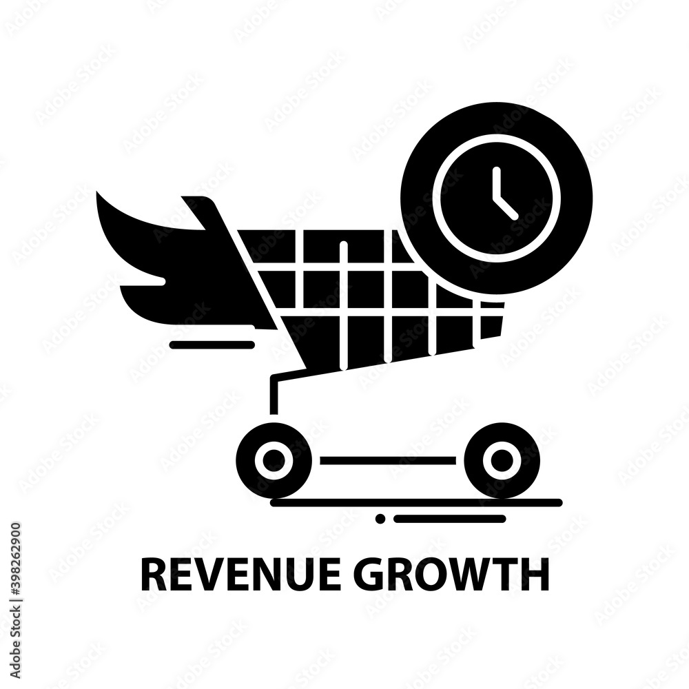 revenue growth icon, black vector sign with editable strokes, concept illustration revenue growth icon, black vector sign with editable strokes, concept illustration