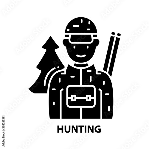 hunting icon, black vector sign with editable strokes, concept illustration