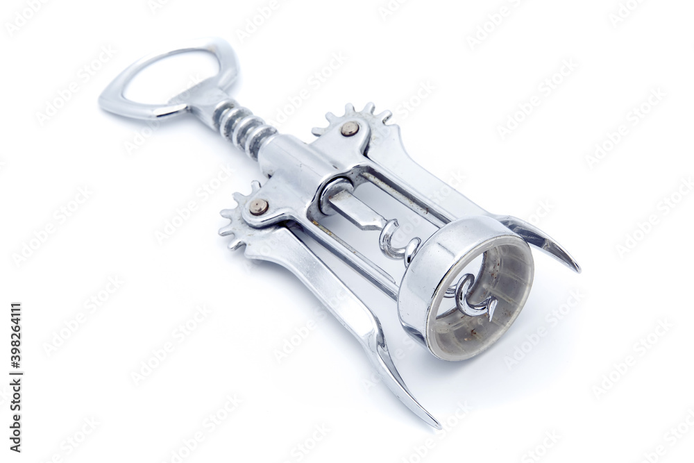 metal corkscrew isolated on white background metal corkscrew isolated on white background