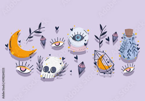 magic skull moon crystal ball eye potion mystery fantansy card