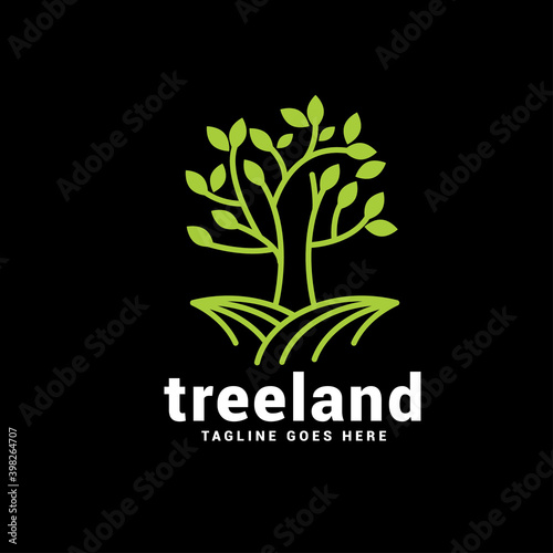 Tree land logo icon vector template.
