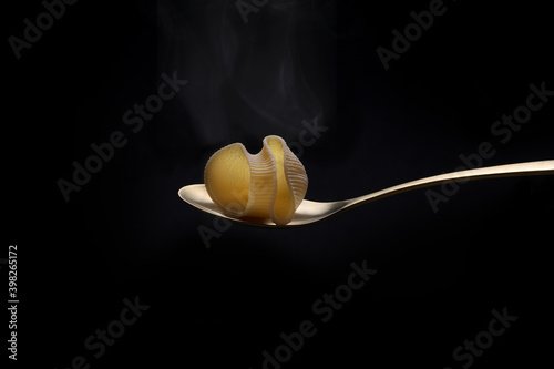 Galet on spoon. Spanish typical food for Christmas. Isolated on black background. Christmas food concept photo