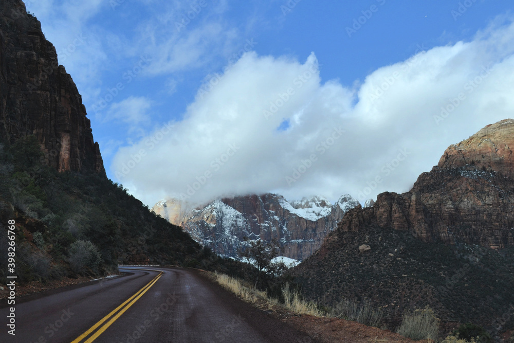 View from a road in Zion National Park, Utah