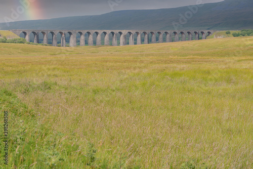 Yorkshire Dales National Park, Yorkshire, UK -  A view of Ribblehead viaduct in the Yorkshire Dales, England.