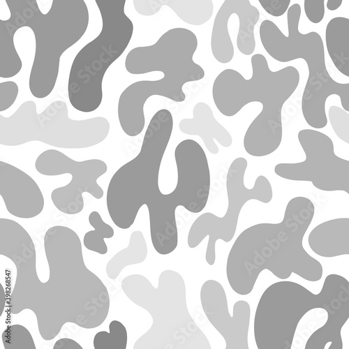Abstract pattern of black and gray spots on a white background.A simple pattern of spots.Abstract style.Vector.A simple pattern of spots. circles, ovals, shapes. Vector illustration