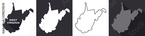 State of West Virginia. Map of West Virginia. United States of America West Virginia. State maps. Vector illustration