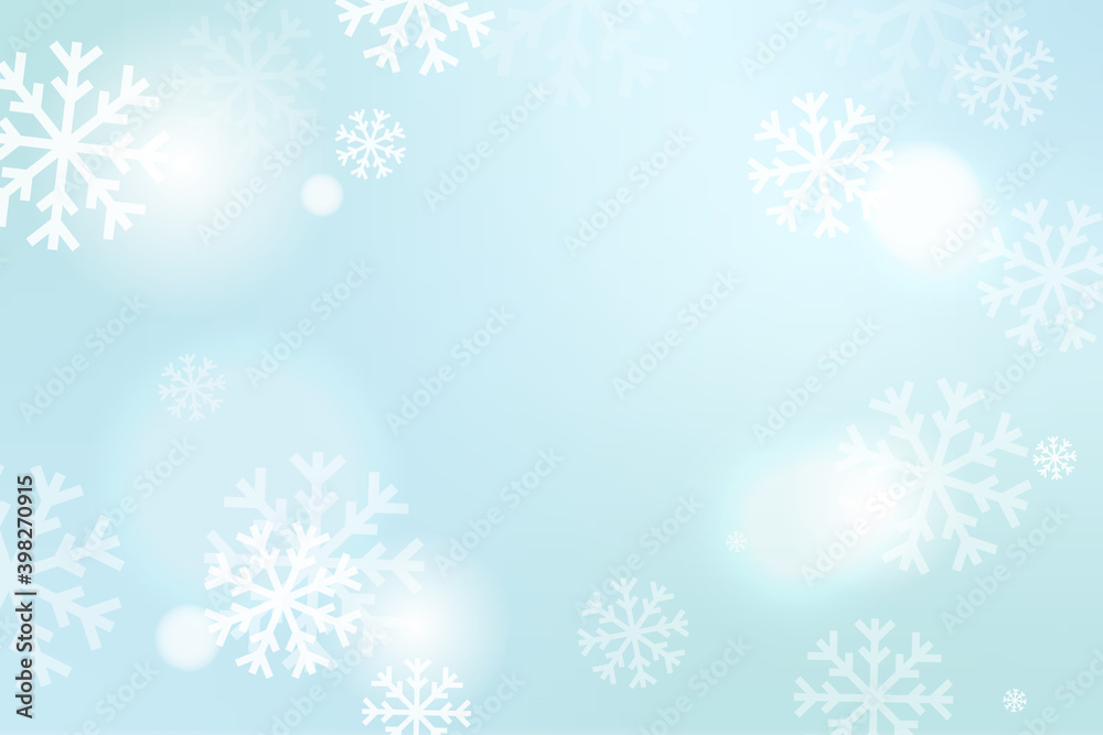 Christmas Background With Many Falling Snow.  Festive New Year And Celebration. Vector