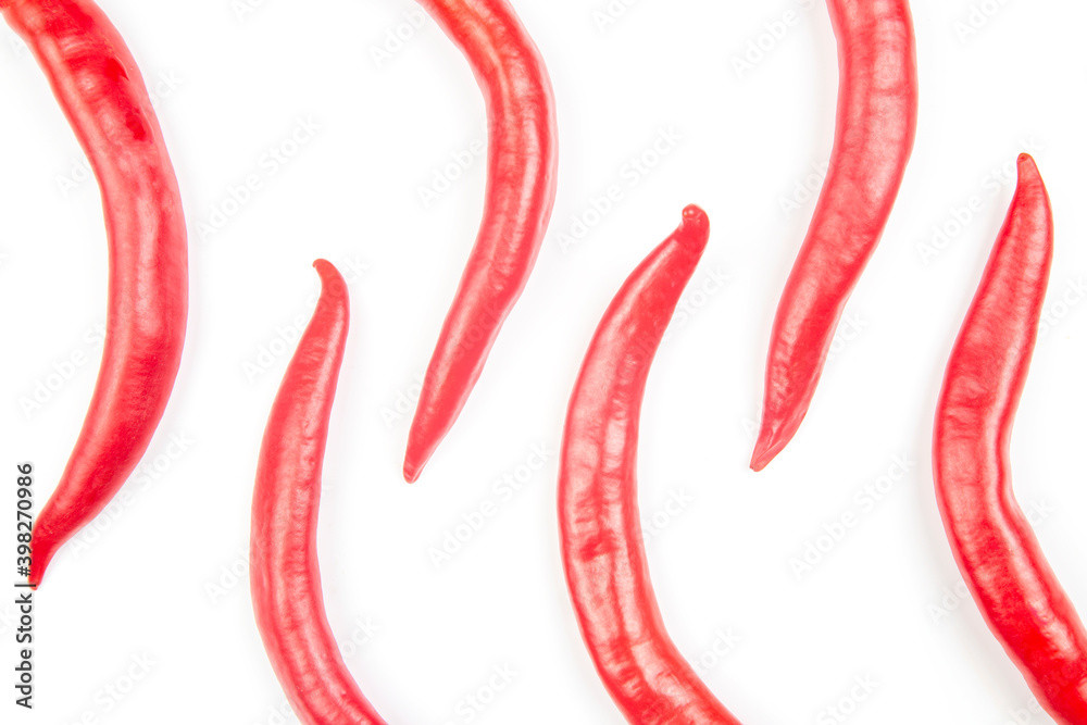 Red hot chili peppers on a white background. food figures. Vitamin vegetable food Red hot chili peppers on a white background. food figures. Vitamin vegetable food