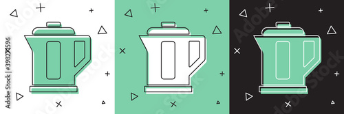 Set Electric kettle icon isolated on white and green, black background. Teapot icon. Vector.