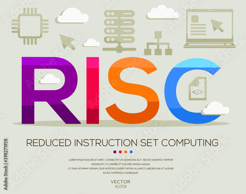 RISC mean (Reduced Instruction Set Computing) Computer and Internet acronyms ,letters and icons ,Vector illustration.
