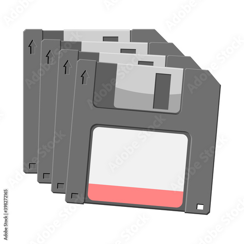 stack of floppy disks isolated on white, vector illustration 