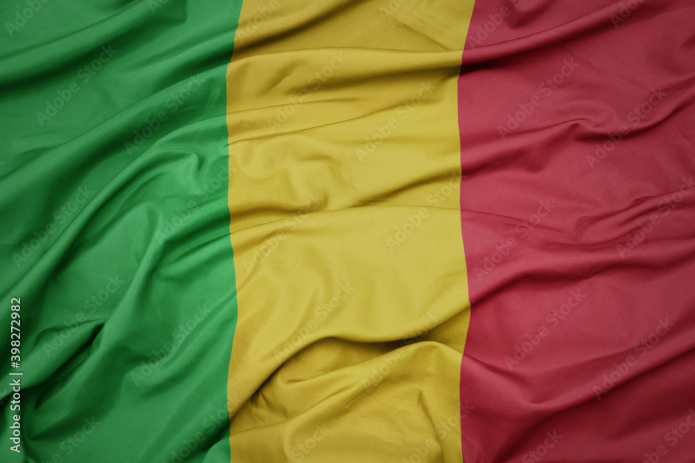 Obraz premium waving colorful national flag of mali.