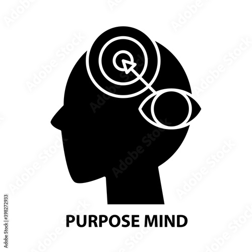 purpose mind icon, black vector sign with editable strokes, concept illustration