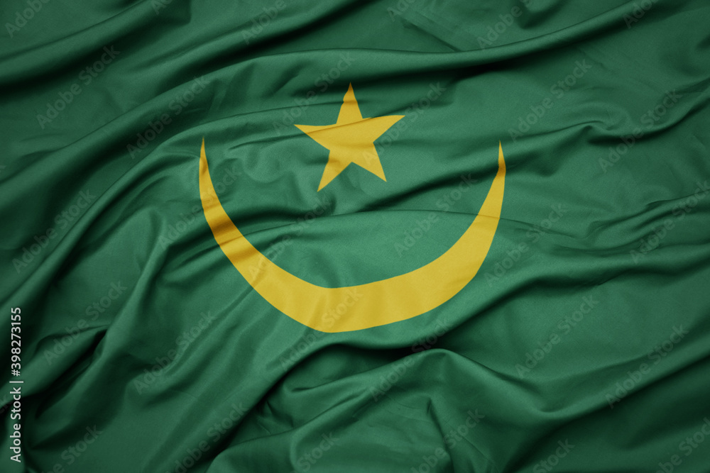 waving colorful national flag of mauritania. waving colorful national flag of mauritania.