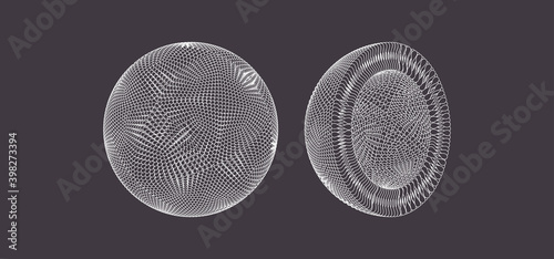 Sphere formed by many ellips. 3d vector illustration for science, education or medicine.