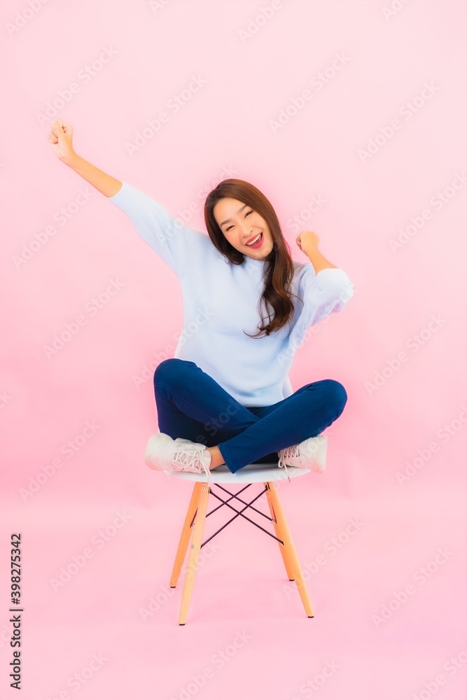 Portrait beautiful young asian woman sit on chair Portrait beautiful young asian woman sit on chair