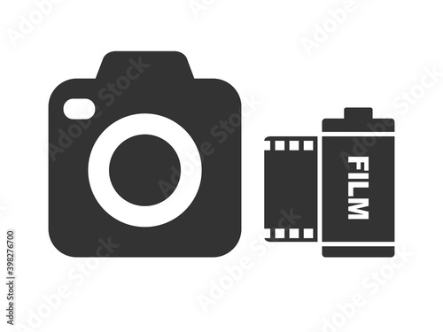 カメラと写真フィルムのアイコンイラスト