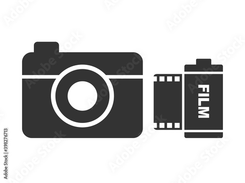 カメラと写真フィルムのアイコンイラスト