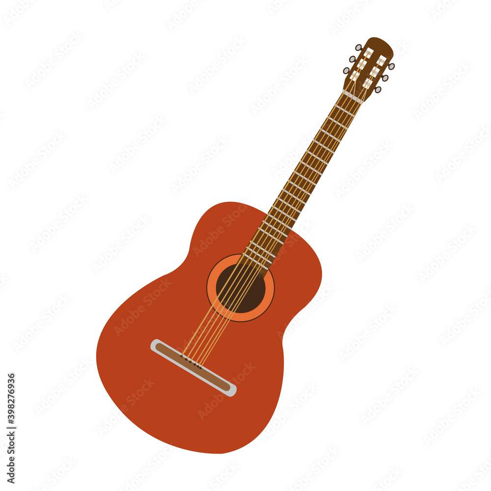 Acoustic guitars isolated on white background. Musical instrument. Vector illustration
