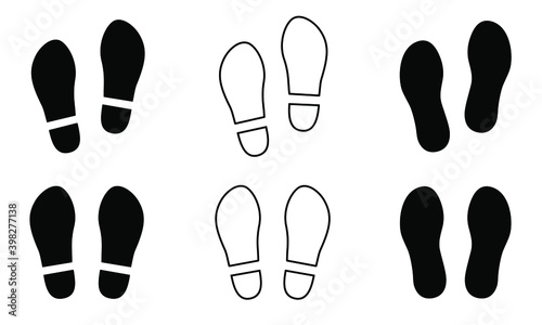 Footprint vector illustration set with shoes