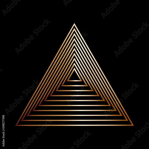 Abstract stylized metal triangle on a black background.