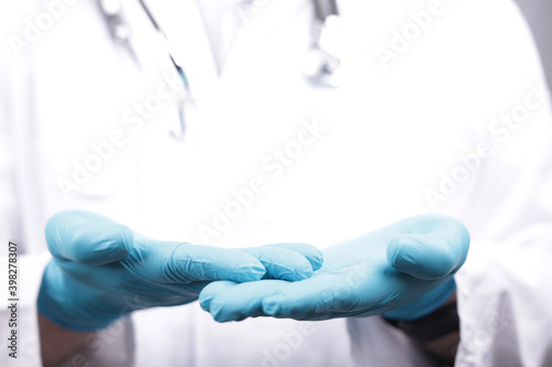 medical help doctor hands in gloves