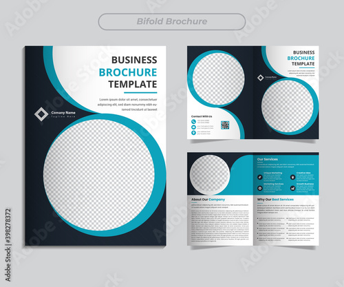 Business Bifold Brochure Design Template with modern, minimal, and abstract design in A4 bi-fold template format vector