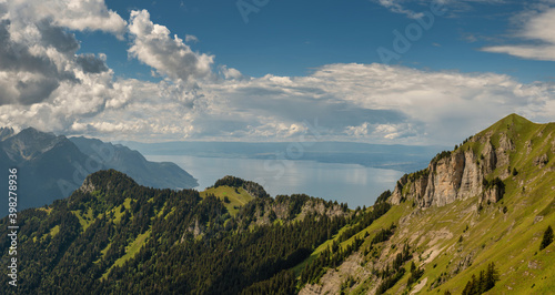 Le Leman also known as Geneva Lake view from the Berneuse mountain, Switzerland