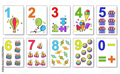 Mathematics cards for children play. Kids play cards
