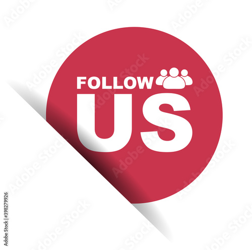red vector illustration banner follow us