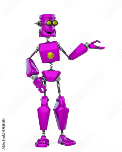 funny robot cartoon showing in a white background